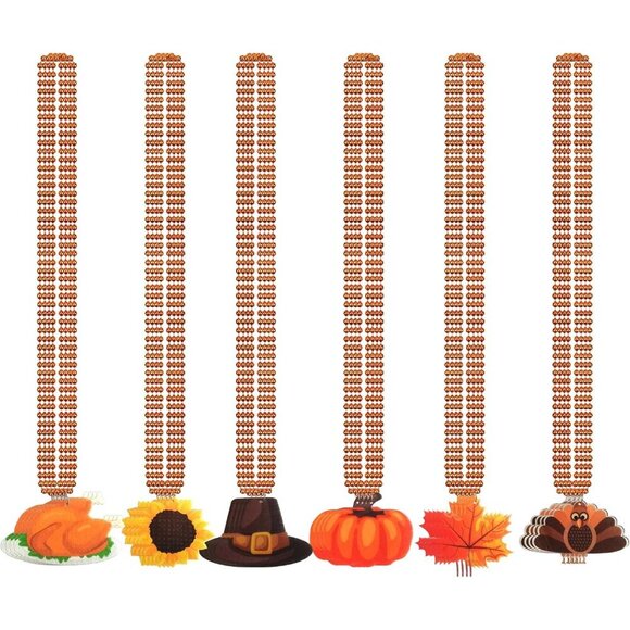 Other - 24 Pack Thanksgiving Beaded Necklaces, 31.5 Inch Metallic Orange Beaded Necklace